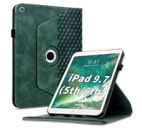 Varohix Case for iPad 6th / 5th Generation 9.7" 2018/2017,iPad Air 2 / Air 1 360 Degree Rotating PU Leather Folio Protective Cover with Auto Sleep/Wake,Card Holder&Shoulder Strap for Woman Man,Green