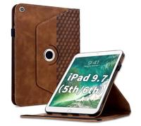 Varohix Case for iPad 6th / 5th Generation 9.7" 2018/2017,iPad Air 2 / Air 1 360 Degree Rotating PU Leather Folio Protective Cover with Auto Sleep/Wake,Card Holder&Shoulder Strap for Woman Man,Brown