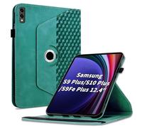 Varohix Case for Samsung Galaxy Tab S10 Plus 2024/ S9 Plus/S9FE Plus 12.4,360 Degree Rotating PU Leather Folio Protective Cover with Auto Sleep/Wake,Card Holder&Shoulder Strap for Woman Man, Blue