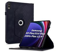 Varohix Case for Samsung Galaxy Tab S10 Plus 2024/ S9 Plus/S9FE Plus 12.4,360 Degree Rotating PU Leather Folio Protective Cover with Auto Sleep/Wake,Card Holder&Shoulder Strap for Woman Man, Black
