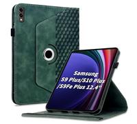 Varohix Case for Samsung Galaxy Tab S10 Plus 2024/ S9 Plus/S9FE Plus 12.4,360 Degree Rotating PU Leather Folio Protective Cover with Auto Sleep/Wake,Card Holder&Shoulder Strap for Woman Man,Green