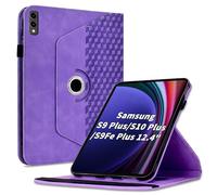 Varohix Case for Samsung Galaxy Tab S10 Plus 2024/ S9 Plus/S9FE Plus 12.4,360 Degree Rotating PU Leather Folio Protective Cover with Auto Sleep/Wake,Card Holder&Shoulder Strap for Woman Man, Purple