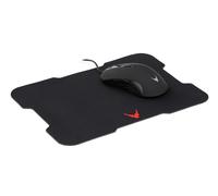 Varr Gaming Mouse and Mousepad/Mat Set, Gaming Mouse: Wired USB Mouse (Black/Blue), Adjustable DPI (800, 1200, 2400 or 3200dpi), 6 Button with Scroll Wheel, Popular USB-A connection, Optical, LED 7 co
