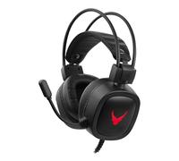 Varr Gaming USB Headphones with Built In Microphone, Over-Ear, LED Backlight, Rugged, Popular USB-A connection, Black/Red, Cable 2m