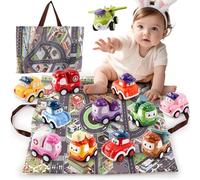 Varrotoy Baby Car Toys for 1-3 Year Old Boys & Girls, Pull Back Vehicles with 2-in-1 Playmat, Friction Powered Educational Toys, Gifts for Toddlers 1st Birthday Christmas