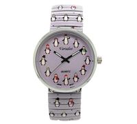 Varsales Animals Zoo Ocean Sea Beach Theme Women's Novelty Elegant Stretch Elastic Band Analog Quartz Fashion Watch, Penguin Design 2