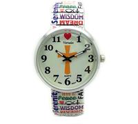 Varsales Education Job Work Occupation Passion Hobby Talent Hearts Religious Theme Women's Novelty Elegant Stretch Elastic Band Analog Quartz Fashion Watch, Cross Style 2
