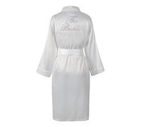 Varsany 1 Ivory The Bride Personalised Luxury Satin Crystal Bridal Bathrobe - Handmade Wedding Kimono, Women's Dressing Gown - Bridesmaid Party Robes