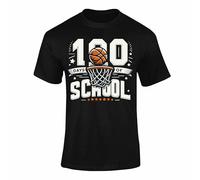 Varsany 100th Day of SchoolBasketball T Shirt - Fun 100 Days of School T-Shirt for Kids, Girls' and Boys' Celebration Top - Black 9-11 Years