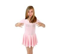 Varsany 3/4 Years Personalised Pink Ballet Leotard Skirt for Beginners or Advanced Ballet Dancers - Kids Dance Leotard - Girls Short Sleeves Gymnastics Bodysuit