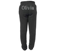 Varsany 5/6 Black Personalised Girls PE Cotton Gymnastic Dance Jogging Bottom Kids Elasticated Cuff Classic Jog Pants