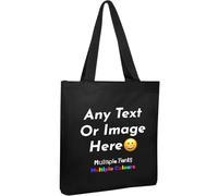 Varsany Black Premium Personalised Tote Bag: Custom Text, Font, or Photo - Great Teachers Gift, Shopping Bag, 100% Cotton