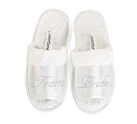 Varsany Bride Slippers, Bridal Wedding Diamante Hen Do Spa Slippers | Diamante bride slippers with open toe design for weddings, bridal parties, hen dos, honeymoon and spa; one size fits all