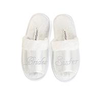 Varsany Bride Slippers, Bridal Wedding Diamante Hen Do Spa Slippers | Diamante bride slippers with open toe design for weddings, bridal parties, hen dos, honeymoon and spa; one size fits all