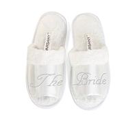 Varsany Bride Slippers, Bridal Wedding Diamante Hen Do Spa Slippers | Diamante bride slippers with open toe design for weddings, bridal parties, hen dos, honeymoon and spa; one size fits all