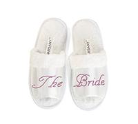 Varsany Bride Slippers, Bridal Wedding Diamante Hen Do Spa Slippers | Diamante bride slippers with open toe design for weddings, bridal parties, hen dos, honeymoon and spa; one size fits all