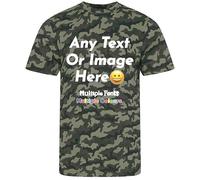 Varsany Camo Personalised Mens Womens T-Shirts UK - Customise with Any Text and Photo, Long-Lasting Print Large