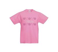 Varsany Girl's Crystallized Personalised Star Lace T-Shirts Super Soft Cute Dance Kids Birthday Gift Summer Top(K)