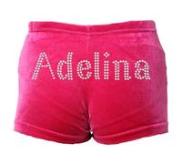 Varsany Gymnastics Personalised Dance Wear Shorts Leotard Pink Hipster Velvet - Stretchy, Breathable Pink Dancing Shorts for Girls, GymShortPnk35