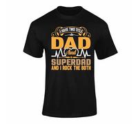 Varsany I Have Two Titles Dad and Superdad T-Shirt 2 - Funny, Father's T Shirt, Grandad Top for Men - Black Medium
