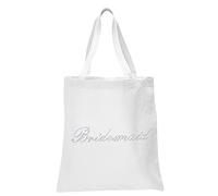 Varsany Large Beautiful Luxury White Cotton Bag with Rhinestones, Wedding Gift Bridesmaid
