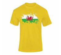 Varsany Map St David's Day T Shirt - Wales Rugby Top, Butterfly Wales Gifts for Kids, Welsh Flag Heart Tops - Yellow 9-11 Years