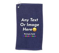 Varsany Navy Custom Golf Towel With Clip - Upload Your Photo or Choose Any Text - Top Golf Gifts For Men