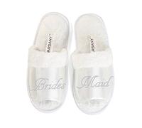 Varsany Open Toe Bride Slippers Gifts - Spa Hen Do Slippers, Diamante Rhinestone Crystal Wedding Slippers - Honeymoon Slippers