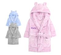 Varsany Personalised Baby Shower Robe Dressing Gown Gift Newborn Baby Clothes Boy Girl Bath Robe Pink/Blue/Grey Gifts Teddy Ears Embroidery Rhinestone 0-24 Months