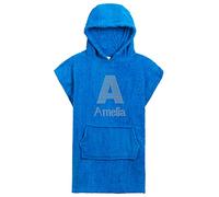 Varsany Personalised Big Letter Hooded Towel Poncho Girls Beach Bath Kids Towelling Changing Robe Hoodie Ideal for the Seaside, Swimming, Bathing and Surfing (Blue, 6_years)