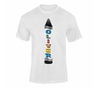 Varsany Personalised Crayon T Shirt - Colourful Name Crayon Shirt, The Day the Crayons Costume, Funny Halloween Party T-Shirt & Colouring Pencils Set Uniform for Kids White - 5-6 Years