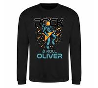 Varsany Personalised Rock & Roll Solar System Sweatshirt - Planets for Kids Solar System Sweatshirt, Space Gifts for Boys, Planet Gifts & Clothes for Boys Girls - Black 7-8 Years