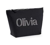 Varsany Personalised Women's Makeup Bag - Makeup Accessory Pouch for Ladies - Birthdays Weddings, Christmas, Anniversary (Large Black)