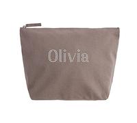 Varsany Personalised Women's Makeup Bag - Makeup Accessory Pouch for Ladies - Birthdays Weddings, Christmas, Anniversary (Large Grey)