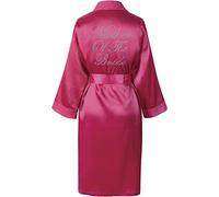 Varsany Pink Mother Of The Bride Satin Rhinestone Bathrobe Wedding Day, Personalised Honeymoon Dressing Gown