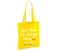 Varsany Premium Personalised Tote Bag: Custom Text, Font, or Photo - Great Teachers Gift, Shopping Bag, 100% Cotton (Tote Bag, Yellow, One Size)