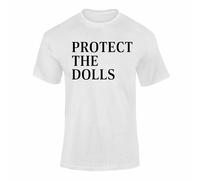 Varsany Protect The Dolls T Shirt - Minimalist Graphic Tee for Adults, Feminist Statement Shirt, Empowerment Gift - White Large