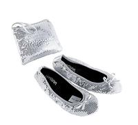 Varsany Roll Up Satin Flats - Foldable Ballet Dance Pumps for Ladies After Party With Bag - Women's Flat Shoes