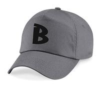 Varsany Unisex Grey Cap Baseball hat Crystallized and Personalised with Any Letter Sporting Activities, School and Any hot Summers Day (K)