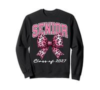 Varsity Athlete Pink Leopard Print Bow Class of 2027 Senior Sweatshirt
