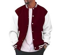 Varsity Jacket - Mens Baseball Jackets Long Sleeve Basic College Jacket University Colllegiate Tops for Teenager Slim Fit Cotton Bomber Jackets Comfortable Coat for Autumn and Winter