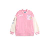Squishmallows Girls Pink Varsity Bomber Jacket | Long Sleeve Outerwear Character Graphics | Casual Streetwear Fashion | Squish Merch - 13-14 Years