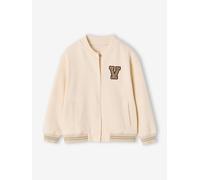Varsity-Style Fleece Jacket for Girls beige