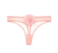 varsmiss Women Sexy Panties Lace Farbic Detachable Bunny Tail Thong Pink