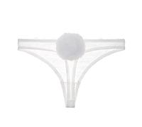 varsmiss Women Sexy Panties Lace Farbic Detachable Bunny Tail Thong (White, S)