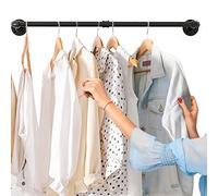 Varsoul 48 2 Base Pipe Clothes Racks Heavy Duty Industrial, DIY Floating Hanger Rustic Home Pipe Decor Multifunctional Wall Mounted Garment Rack For Cloackrooms Bathroom Black Iron - 1 Pcs Hardware