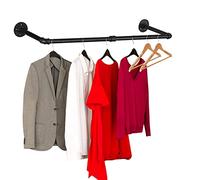 Varsoul 54 2 Base Pipe Clothes Racks Heavy Duty Industrial, DIY Floating Hanger Rustic Home Pipe Decor Multifunctional Wall Mounted Garment Rack For Cloackrooms Bathroom Black Iron - 1 Pcs Hardware