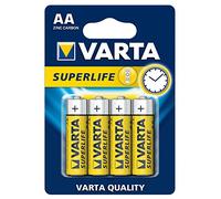 VARTA 10500406 - Superlife Zinc-Carbon Battery AA / R6 with 1.5 Volt, Set of 4, Capacity 1000 mAh, Ideal for Low Current Devices