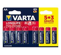 Varta 4706101428 Longlife Max Power (Max Tech) Alkaline Battery, AA LR6 Style, Pack of 5 + 3 Batteries - Design may vary, Savings pack, Promotional