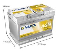 Car Battery VARTA Silver Dynamic A7 (E39) 12V 70AH 760A AGM Start & Stop Audi